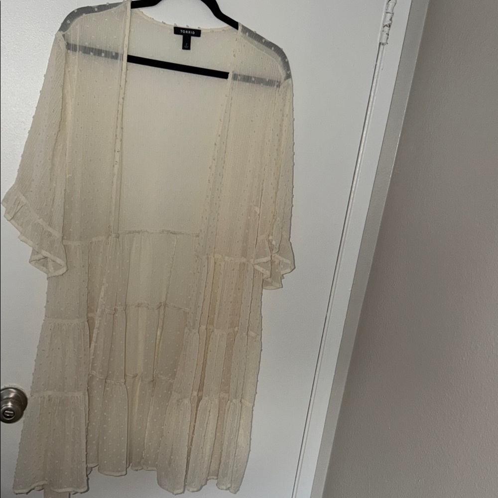 Torrid Ivory Sheer Ruffle Blouse